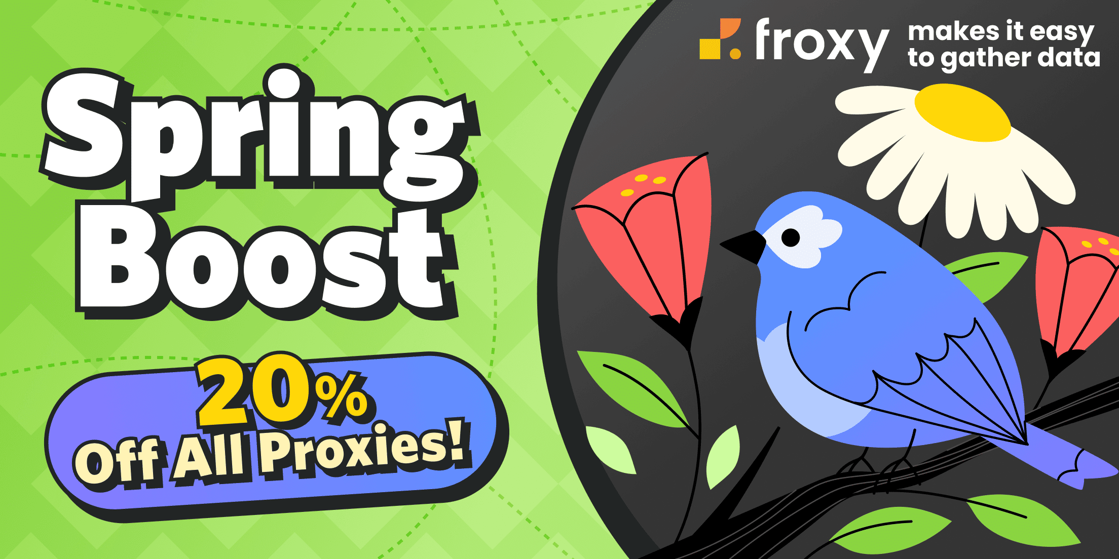 Весенний буст от Froxy: скидка 20% на все прокси и скраперы